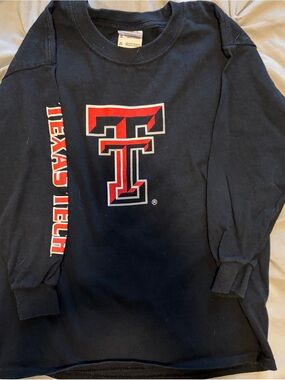 Gildan Black Long Sleeve Tee with Red & White Texas Tech Logo